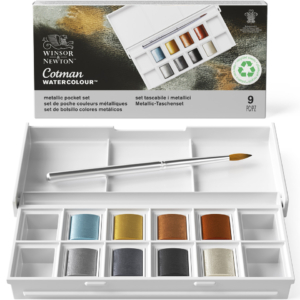 Acquerelli Winsor&Newton Cotman - mezzi godet in colori metallici assortiti 0390702 (conf.8)