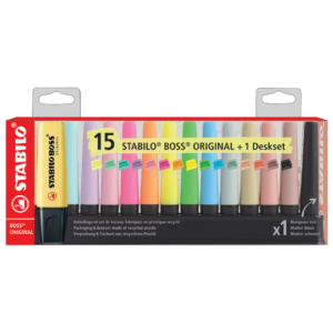 Desk set evidenziatori Stabilo Boss® Original 2-5 mm - colori assortiti F60915 (conf.15)