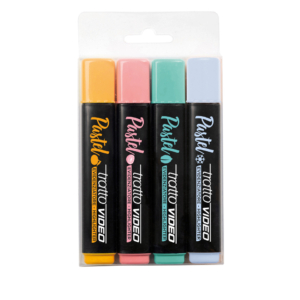 Evidenziatori Tratto Video Pastel in astuccio appendibile colori pastello assortiti - F835801 (conf.4)