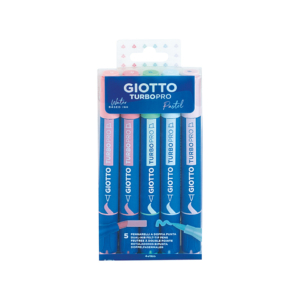 Pennarelli GIOTTO TurboPro doppia punta scalpello-pennello - astuccio appendibile - colori pastello - F428400 (conf.5)