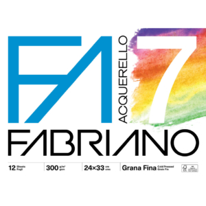 Fogli Fabriano Acquerello F7 24x33 cm 300 g/m² - 12 fogli a grana fine per acquerelli - 19100767