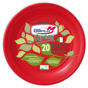 Piatti frutta biodegradabili e compostabili Dopla Green Ø 170 mm - colore rosso - 45028 (conf.20)