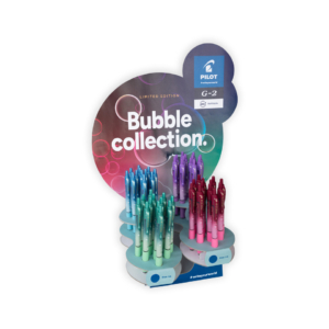 Espositore 48 penne roller Pilot G-2 Bubble limited edition punta 0,7 mm - colori fusto assortiti inchiostro blu