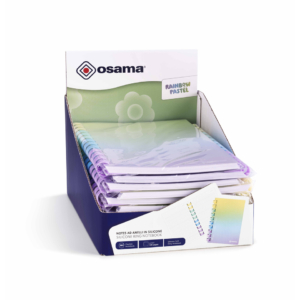 Espositore 12 blocchi note spiralati Osama Rainbow Pastel 120 fogli 80 g/m² formato B5 a righe - OW 84045252