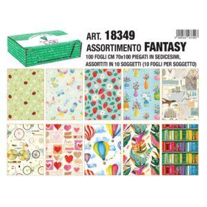 Carta regalo Kartos linea Fantasy 1 70x100 cm - fogli in soggetti assortiti - 80 g/m² - 18338 (conf.100)