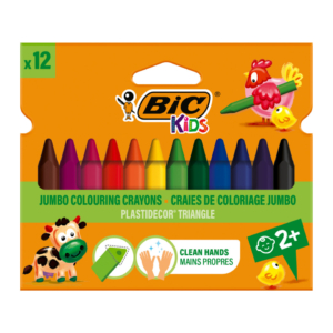 Pastelli a cera BIC Kids Plastidecor Triangle con fusto triangolare - colori assortiti - 8297733 (conf.12)