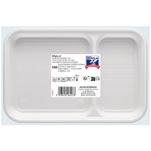 Vassoio rettangolare in PS Dopla Professional 2 scomparti 270x180 mm - 06027 (conf.50)