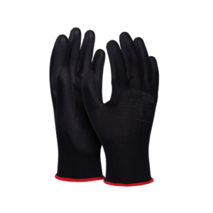 Guanti da lavoro Donau Safety in poliestere e spalmati di PU nero sul palmo - Tg. 11 - 32031221-11 (conf.12)