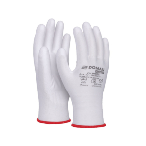 Guanti da lavoro Donau Safety in poliestere e spalmati di PU bianco sul palmo - Tg. 7 - 32031321-07 (conf.12)