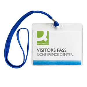 Portabadge in PVC morbido Q-Connect 154x127 mm con cordoncino blu - KF18613 (conf.25)
