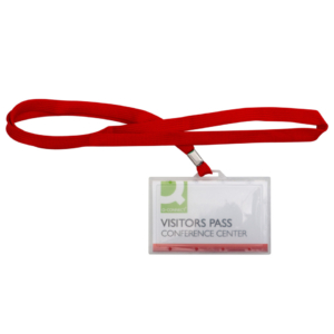 Portabadge rigido in PP Q-Connect 94x60 mm con cordoncino rosso - KF03303 (conf.50)