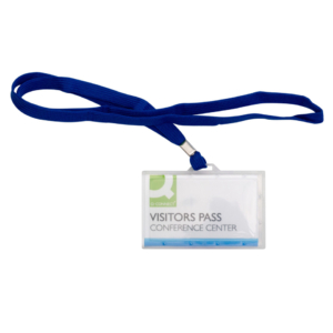 Portabadge rigido in PP Q-Connect 94x60 mm con cordoncino blu - KF17112 (conf.50)