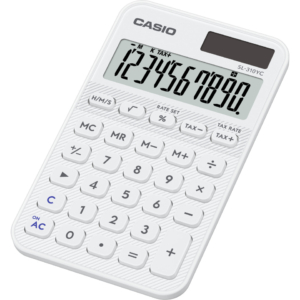 Calcolatrice tascabile Casio solare o a batteria - display 10 cifre - bianco SL-310YC-WE-W-EP
