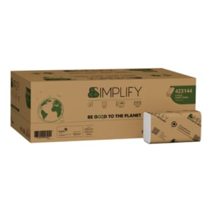 Asciugamano piegato a Z Papernet Simplify a 2 veli bianco - pura cellulosa - 423144 (conf. 20 fascette da 200 fogli)