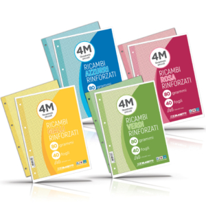 Ricambi rinforzati colorati Blasetti per quaderni ad anelli A4 80 g/m² - 40 fogli - 4 mm - giallo - 7810