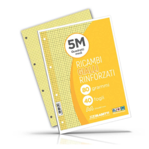 Ricambi rinforzati colorati Blasetti per quaderni ad anelli A4 80 g/m² - 40 fogli - 5 mm - giallo - 7811
