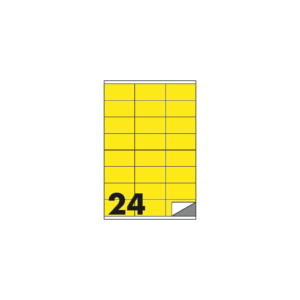 Etichette fluo permanenti Markin Copiatabu 70x36 mm in foglio A4 - inkjet/laser - 24 et./foglio giallo (conf.100 fogli)