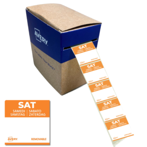 Etichette removibili per tracciabilità alimentare giornaliere Avery 25x25 mm - sab/arancio - DLSSATREV-1000 (conf.1.000)