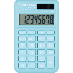 Calcolatrice tascabile Donau Tech con display a 8 cifre - 97x60x10 mm azzurro K-DT2082-17