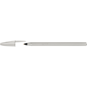 Penna a sfera con cappuccio BIC Cristal Glacé punta M 1 mm - inchiostro nero - colore fusto argento - 302533