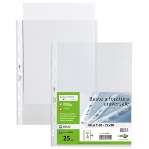 Buste a perforazione universale Sei Rota Atla 22x30 cm in PP basso spessore - finitura liscia - 662203 (conf.25)