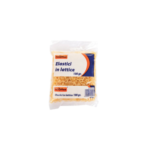 Elastici per lotteria Nikoffice in lattice in busta da 100 g - diametro 0,8 cm - giallo - 06NIK035
