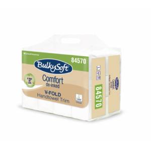 Asciugamani Bulkysoft Comfort piegati a V de-inked bianco - 250 fogli per fascetta - 2 veli - 84570 (conf.12 fascette)