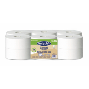 Carta igienica Bulkysoft Comfort Mini Jumbo 130 mt de-inked bianca - 2 veli - 65906 (conf.12)
