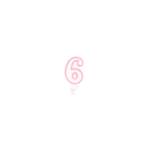 Candelina Party Go bianco e rosa H.6 cm n° 6 EA0200