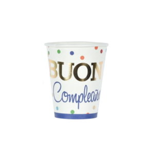 Bicchieri di carta Party Go Buon Compleanno pois colorati 27 ml - AI0336 (conf.6)