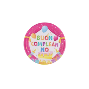 Piatti in carta Party Go Buon Compleanno rosa - Ø23 cm AA0076-T (conf.6)