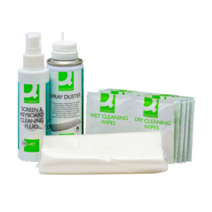 Kit pulizia pc Q-Connect aria compressa, liquido detergente e salviette KF32155A