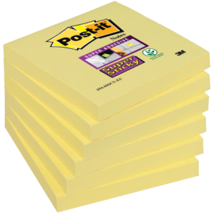 Foglietti riposizionabili Post-it® Super Sticky 76x76 mm - giallo Canary - 654-6SS-CY (conf.6 blocchetti da 90 foglietti cad.)