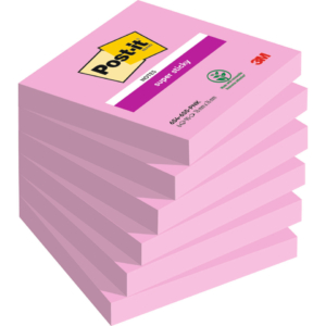 Foglietti riposizionabili Post-it® Super Sticky 76x76 mm - rosa tropicale - 654-6SS-PNK (conf.6 blocchetti da 90 foglietti cad.)