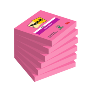 Foglietti riposizionabili Post-it® Super Sticky 76x76 mm - rosa power - 654-6SS-PPNK (conf.6 blocchetti da 90 foglietti cad.)
