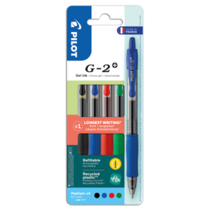 Set2Go 4 penne roller gel a scatto G-2+ nero, blu, rosso, verde 001424