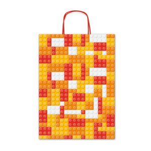 Borse shopper Rex-Sadoch Allegra Mattoncini su kraft bianco - 16x8x21 cm rosso/arancio - SDF16-274J (conf.25)