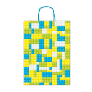 Borse shopper Rex-Sadoch Allegra Mattoncini su kraft bianco - 26x12x36 cm azzurro/verde - SDF26-275J (conf.25)