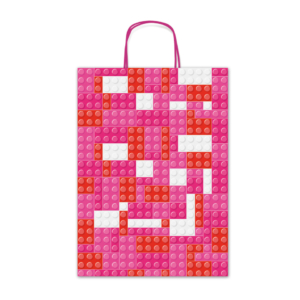 Borse shopper Rex-Sadoch Allegra Mattoncini su kraft bianco - 16x8x21 cm rosa/rosso - SDF16-276J (conf.25)