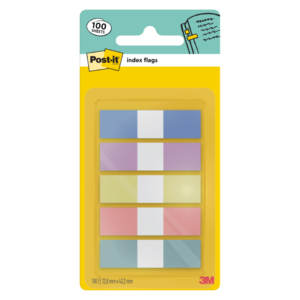 Segnapagina Post-it® Index Pastel Flags 12x43 mm - blu, viola, giallo, rosa, verde - 683-5 PASTEL (conf.5 blocchetti da 20 segnapagina cad.)