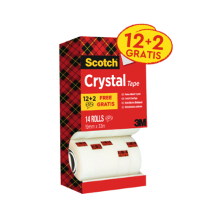 Nastro adesivo Scotch® Crystal trasparente - 19 mm x 33 mm -  6-1933R14 (Value Pack 12+2 GRATIS)