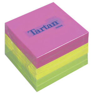 Foglietti riposizionabili Tartan™ Notes 76x76 mm colori assortiti neon - 654 N (conf.6 blocchetti da 100 foglietti cad.)