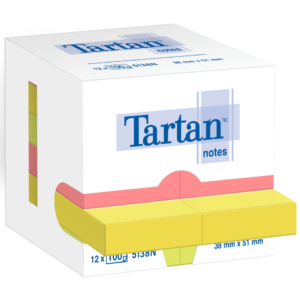 Foglietti riposizionabili Tartan™ Notes 51x38 mm colori assortiti neon - 5138N (conf.12 blocchetti da 100 fogli  cad.)