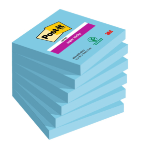 Foglietti riposizionabili Post-it® Super Sticky 76x76 mm - blu - 654-6SS-BLU (conf.6 blocchetti da 90 foglietti cad.)