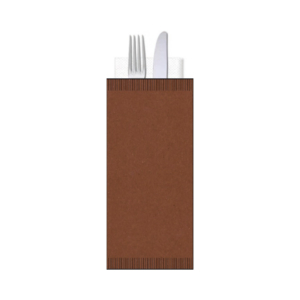 Buste portaposate Ristocart in carta paglia con tovagliolo 2 veli 25x10,5 cm - cacao - WRBUP2064 (conf.100)