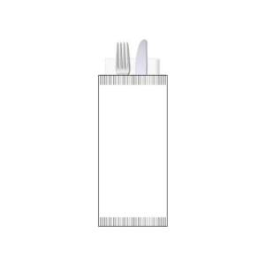 Buste portaposate Ristocart in carta bianca politenata con tovagliolo 2 veli - 25x10,5 cm - WRBUP2071 (conf.100)