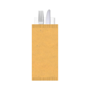 Buste portaposate Ristocart in carta paglia con tovagliolo 2 veli 25x10,5 cm - neutra - WRBUP2072 (conf.100)