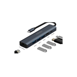 Docking station USB-C 6 in 1 Nilox Tech 1x HDMI 4K + 1x RJ45 + 3x USB-A 3.2 + 1x USB-C alimentazione fino 100 W nero -