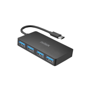 Hub slim USB-C Nilox Tech 4x USB-A 3.2 Gen 1 SuperSpeed fino a 5 Gbps 7,6x4,1x1,1 cm - colore nero -