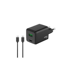 Caricatore da parete Nilox Tech GaN 45W con 1x USB-C + 1x USB-A colore nero NXGANUSBC45